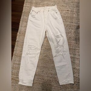 American Eagle Outfitters Women's White Distressed Jeans